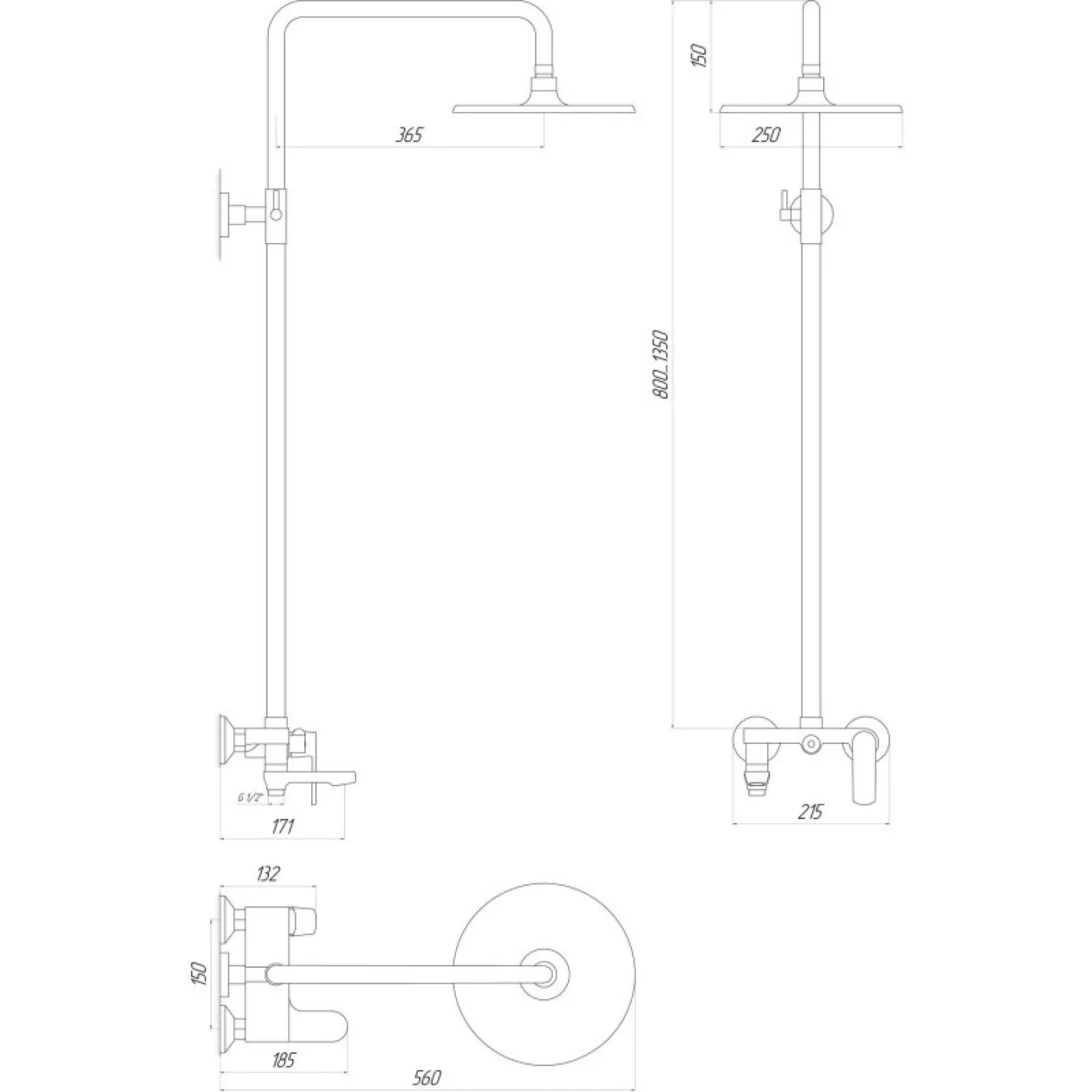 Душевая система Globus Lux GLA-0002N-10-BB черный - Фото 3